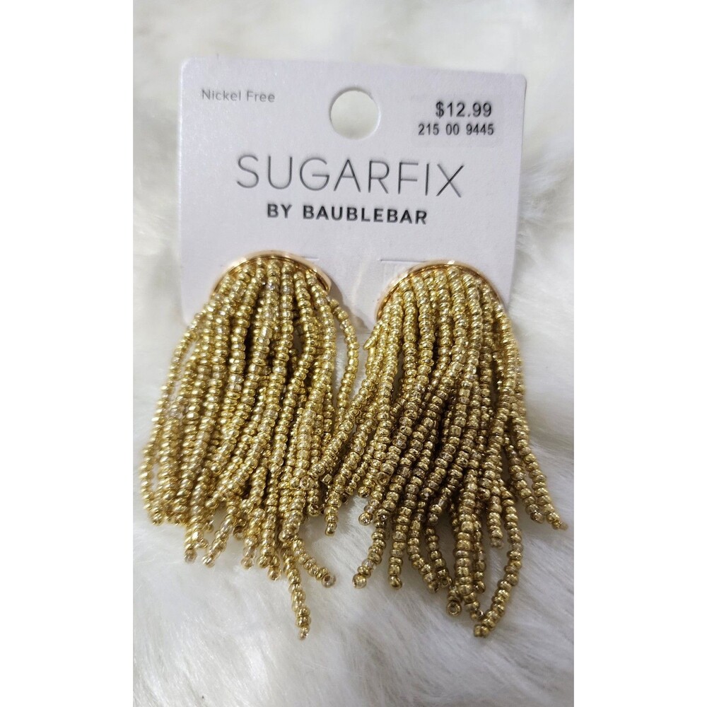 NEW Sugarfix by Baublebar Gold Glass Seed Beaded Dangle Earrings.